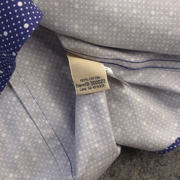 LL Bean Shirt Womens 1X Blue Polka Dot Long Sleeve Button Up Cotton - Picture 7 of 9